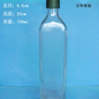 厂家直销750ml方形橄榄油玻璃瓶透明玻璃麻油瓶批发