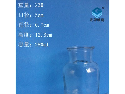 徐州生产250ml玻璃广口试剂瓶,厂家直销透明试剂玻璃瓶