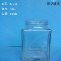 热销314ml方形果酱玻璃瓶蜂蜜玻璃瓶生产厂家