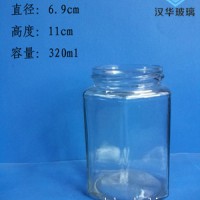 徐州生产300ml六棱蜂蜜玻璃瓶果酱玻璃瓶批发
