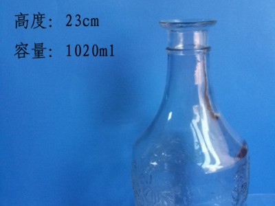徐州生产1000ml工艺玻璃酒瓶批发
