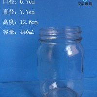 批发440ml圆形玻璃蜂蜜瓶,徐州食品玻璃瓶批发