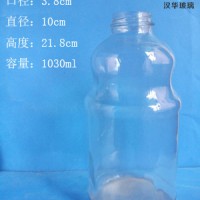 厂家直销1000ml果汁玻璃瓶,大容量玻璃饮料瓶批发