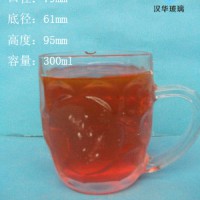 热销300ml啤酒玻璃把子杯,厂家直销扎啤玻璃杯批发