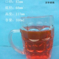 厂家直销350ml啤酒玻璃把子杯