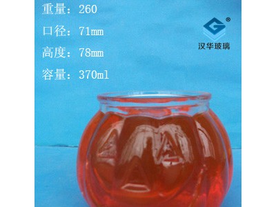 热销370ml鬼脸玻璃蜡烛杯,工艺玻璃烛台批发