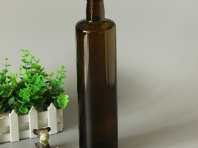 批发750ml棕色圆形橄榄油玻璃瓶麻油玻璃瓶