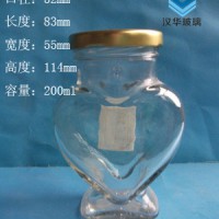 徐州生产200ml心形罐头玻璃瓶