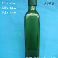 500ml墨绿色方橄榄油玻璃瓶批发