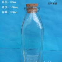 批发350ml方形酸奶瓶果汁玻璃瓶