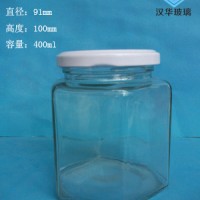 380ml透明六棱玻璃密封罐辣椒酱瓶批发