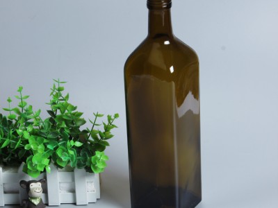 厂家直销1000ml茶色玻璃橄榄油瓶茶油瓶